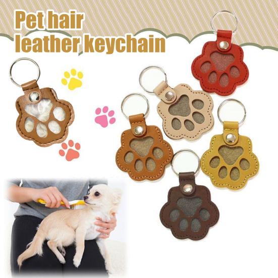 Pet Hair Keepsake Keychain Dog Cat Paw Shape Hair Storage