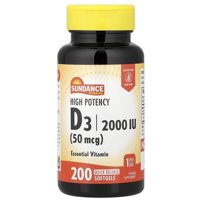 D3, High Potency , 50 Mcg (2,000 IU), 200 Quick Release Softgels