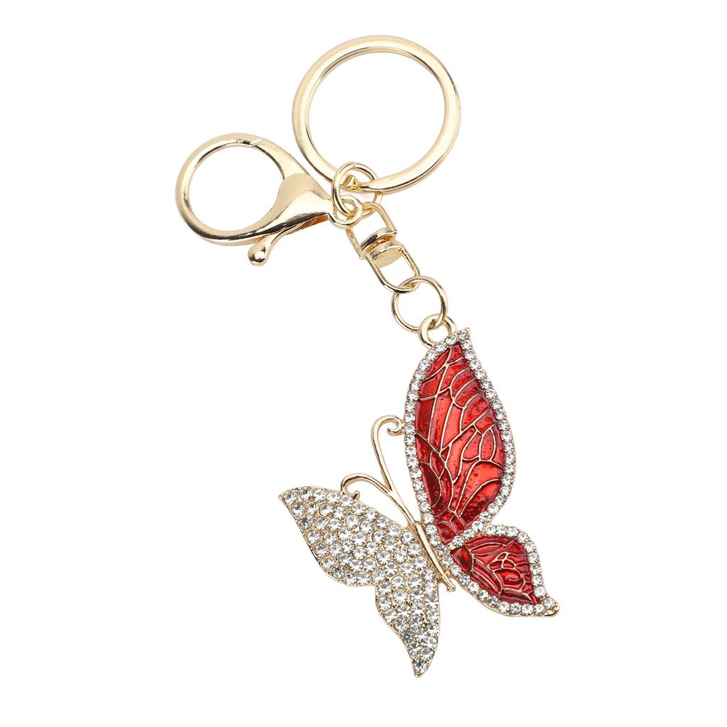 Cute Keychain Rhinestones Keychain Portable Handbag Pendant Key Chain for Women Girls Red