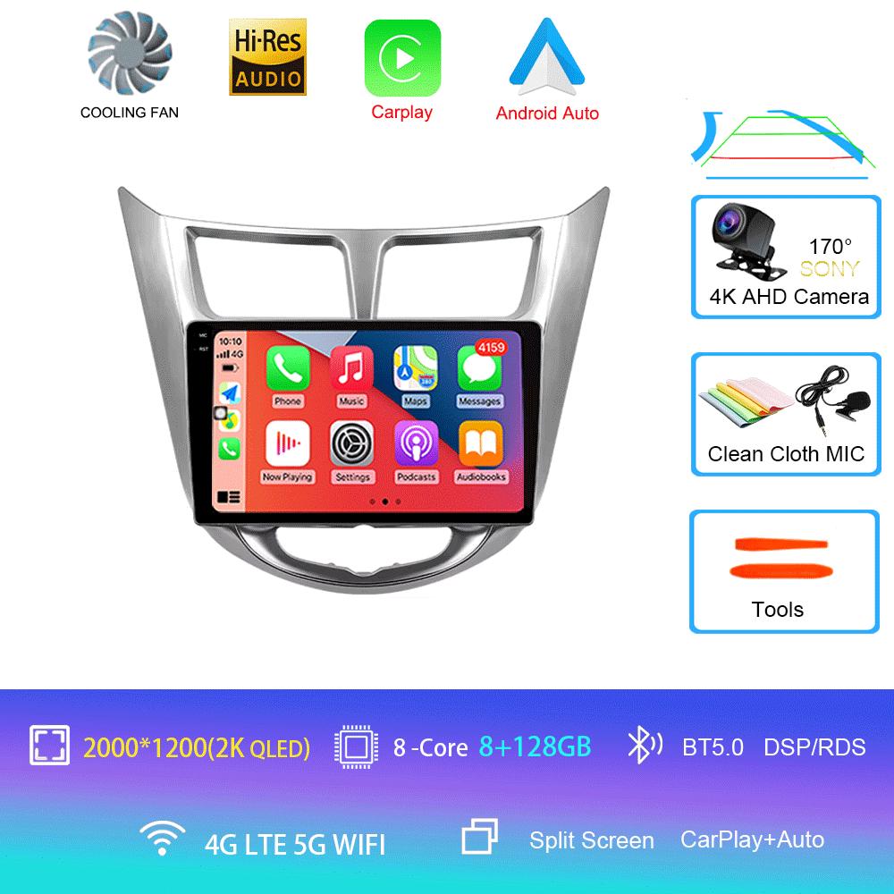 Android14 Carplay Auto For Hyundai Solaris Verna Accent 1 2010 2011 2012 2013 -2016 Multimedia Player Car Radio DSP Stereo 2 Din