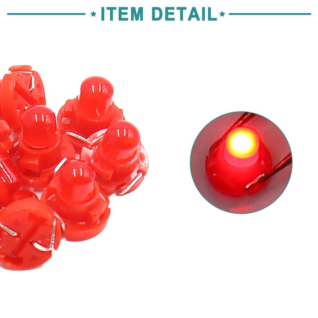 ACROPIX T4.2 Red LED Dashboard Panel Gauge Light Lamp Bulb for Car Interior Red 10pcs