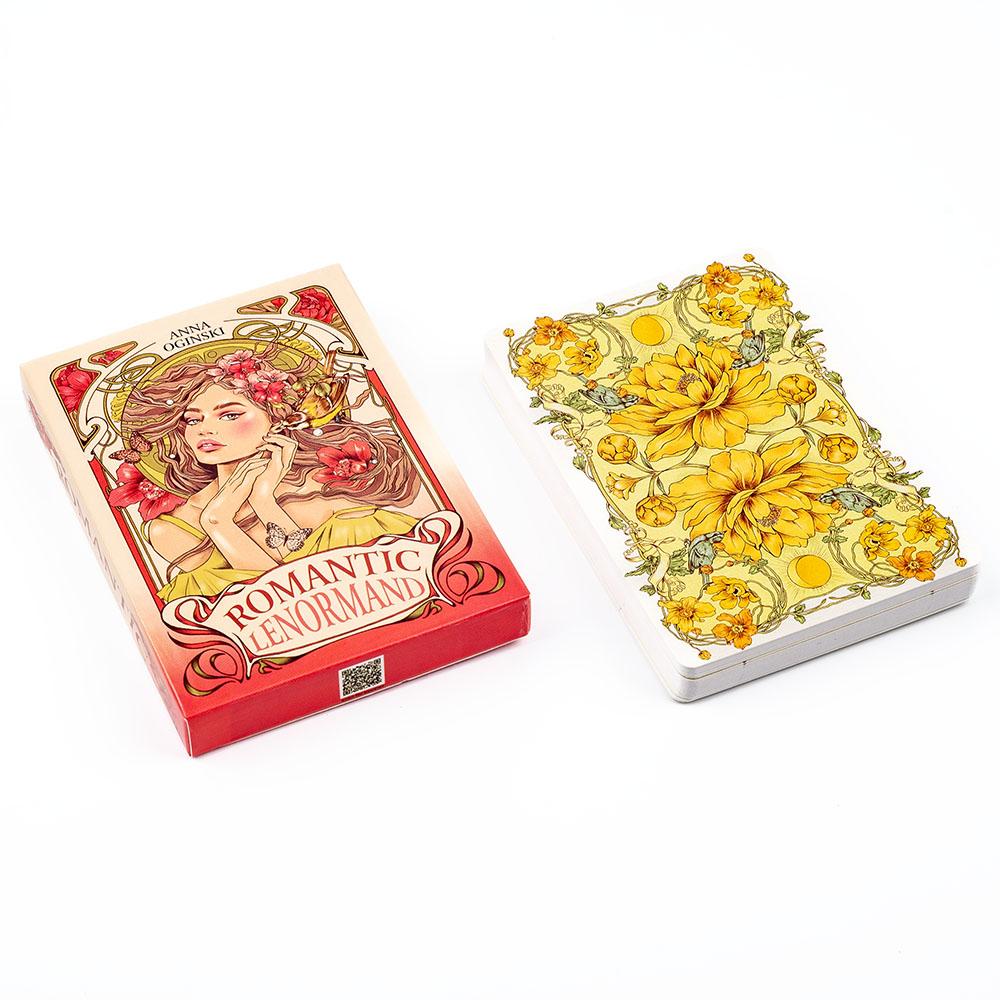Romantic Lenormand Oracle Cards 37Pcs Deck English Vision Art Nouveau Floral Motifs for Party Board Playing Games