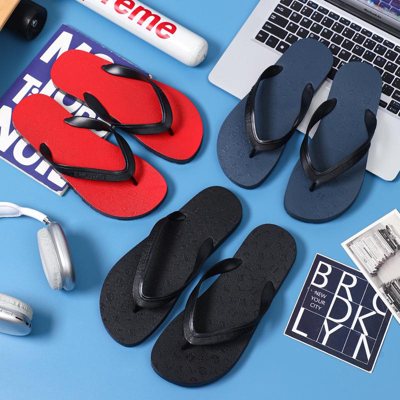 Flip-flops men's trendy outer wear summer non-slip and wear-resistant casual beach shoes pinch slippers men