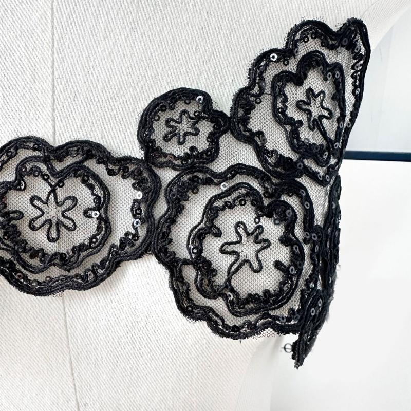 Sewing On Glitters Sequins Fabric Patches Mesh Fabric Applique Clothes Decoration For Costume Party Apparel Crafting