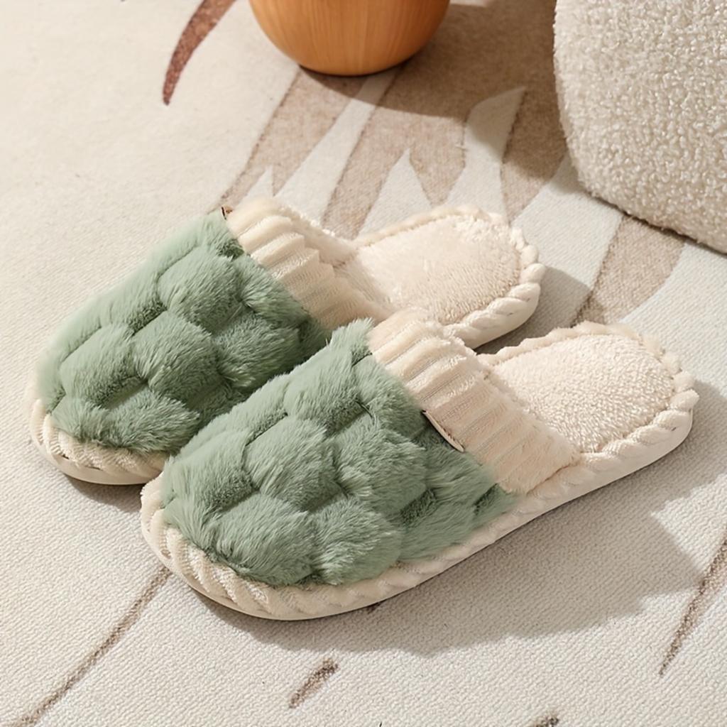 Simple and Stylish Indoor Home Comfort, Anti Slip and Warm, Soft Bottom, Silent Fur Slippers for Couples