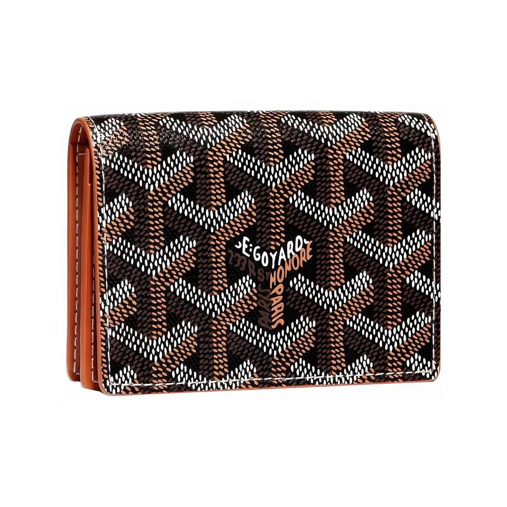 GOYARD MALESHERBES Y-Logo All-Over Print Flap Clutch Canvas and Leather Combination Unisex Couple's Style Brown