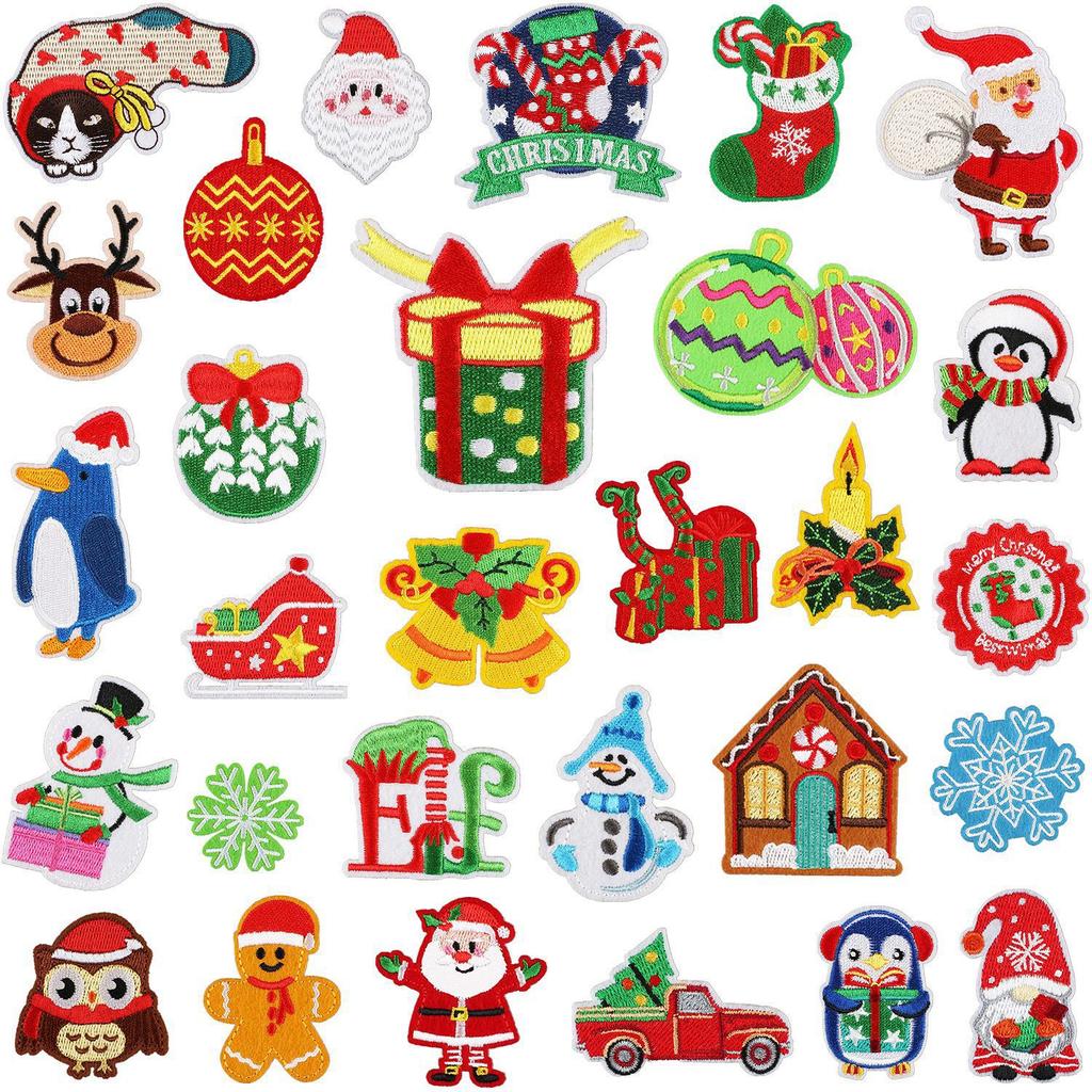 Christmas Theme Embroidery Cloth Sticker Bag Clothes Decoration Snowflake Bell Patch Sticker Gift Computer Embroidery Stamp Ironing