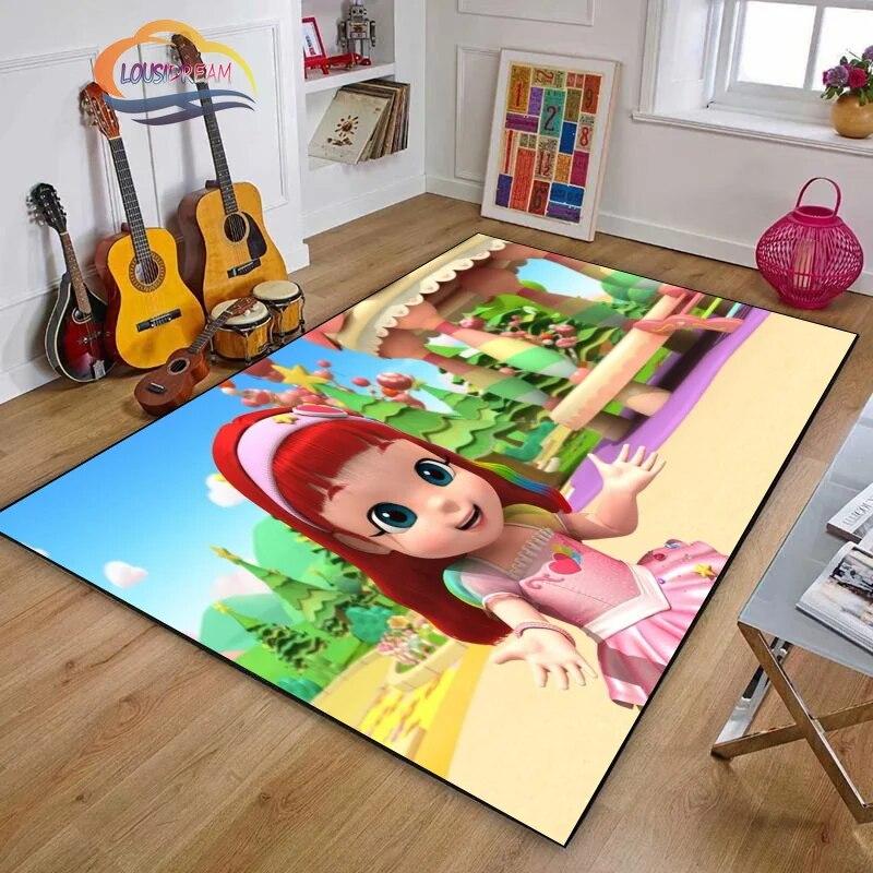 3D Printing Rainbow Ruby Series Carpet Lulu and Bear Cartoon Living Room Bedroom Non-slip Rug Soft Play Area Floor Mat Girl Gift