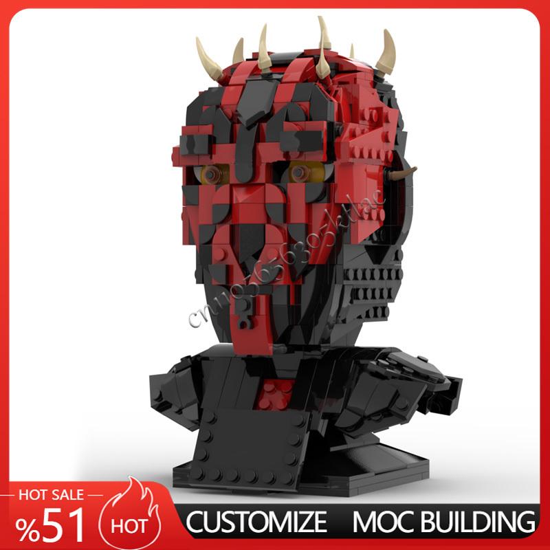 592Pcs Moc Star Battle A Great Looking Darth Maul Head Helmets Model Building Blocks Stacking Bricks Creative Kid Toy Gifts Diy