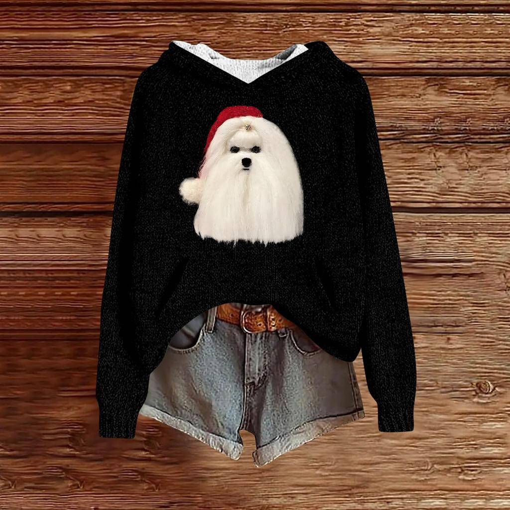 Sweatshirts For Women Knit Sweater Cute Shirt Fall Pullover Hooded Sweatshirt