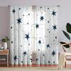 2 pieces HD digital Blue pentagram  printed window screen home decor style decoration living room window screening