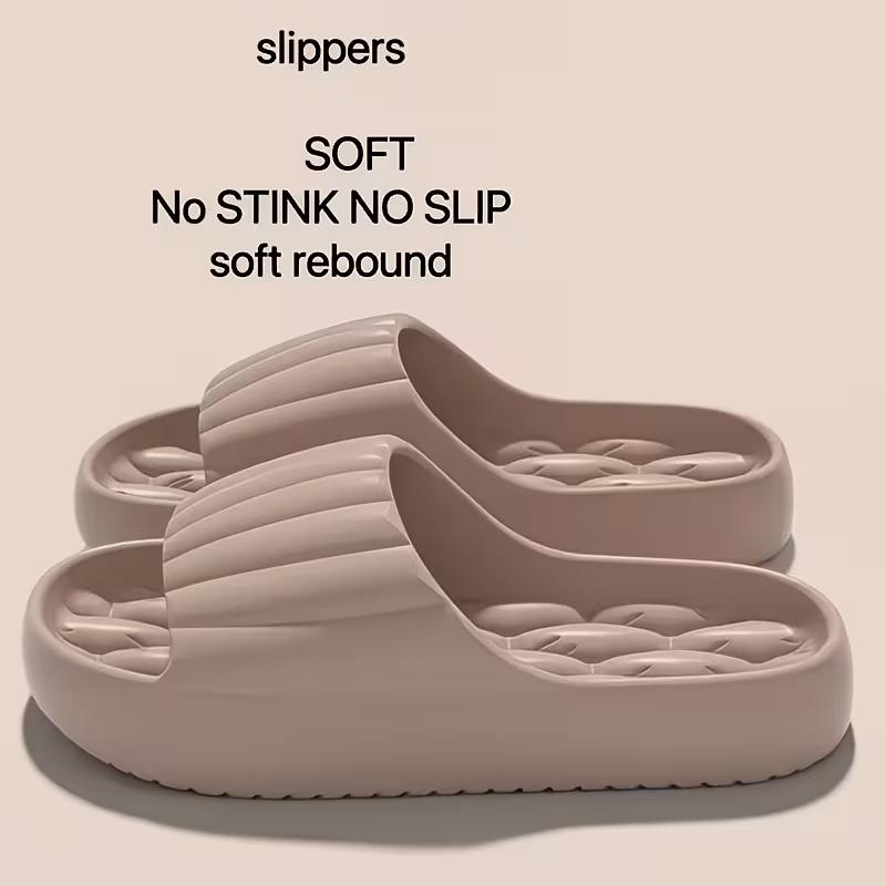 Unisex Solid Color Open-Toe Breathable Thick-Bottom Slippers, Comfortable Anti-Slip Durable Odor-Resistant EVA Slippers, Unisex Indoor Shoes