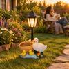 Duck Household Garden Ornament with Solar Lantern WeatherResistant Resin Decor for