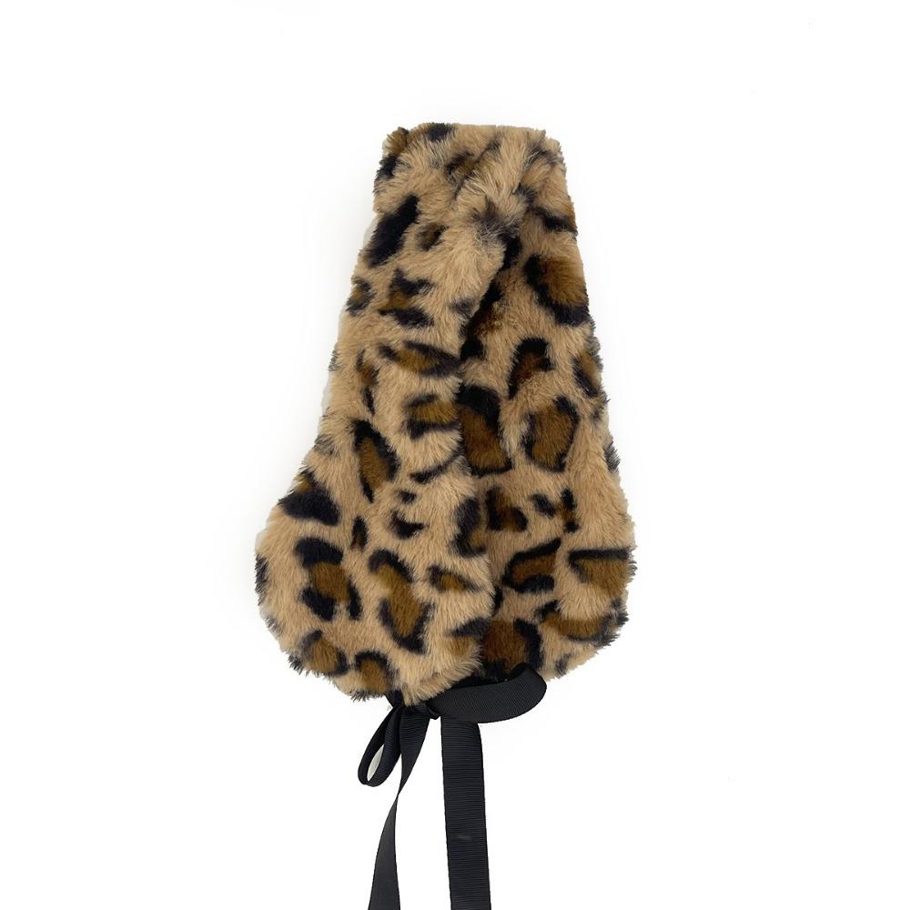 Solid Color Leopard Headbands Plush Warm Scarf Fashion Ear Warmer Women Headwear