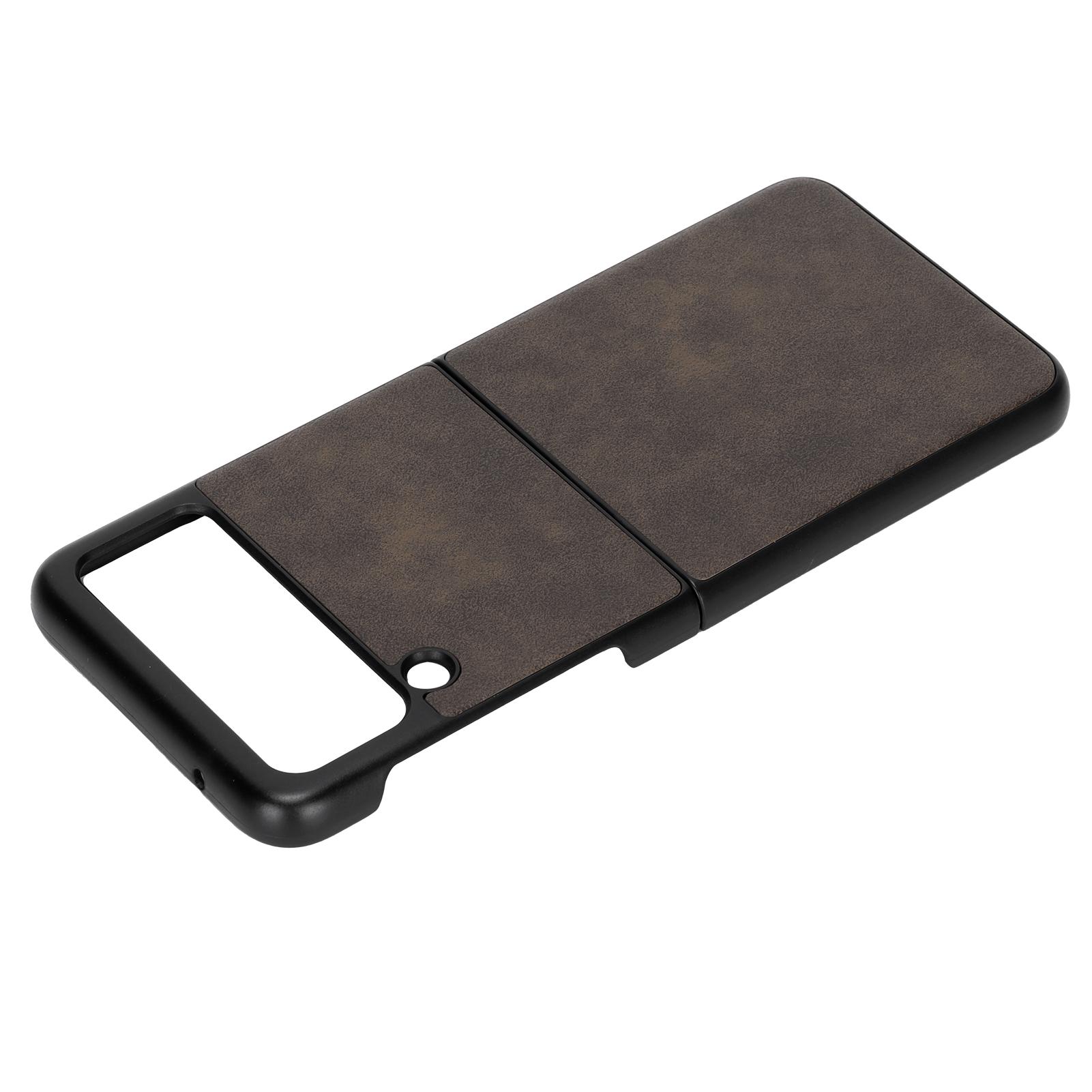 

Business Real Leather Texture Protective Folding Phone Cases for Samsung Galaxy Z Flip 3 Type 3