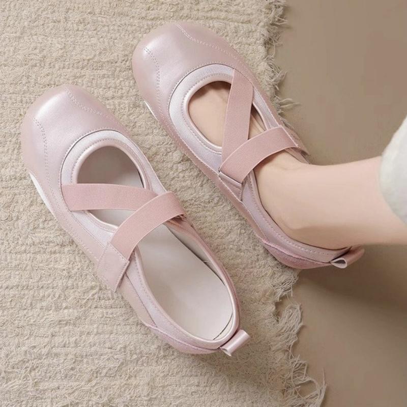 Women's Elegant Flat Shoes 2025 Mary Jane Summer New Ballet Style Trainer Shoes Breathable Soft Sole Round Toe Casual Shoes