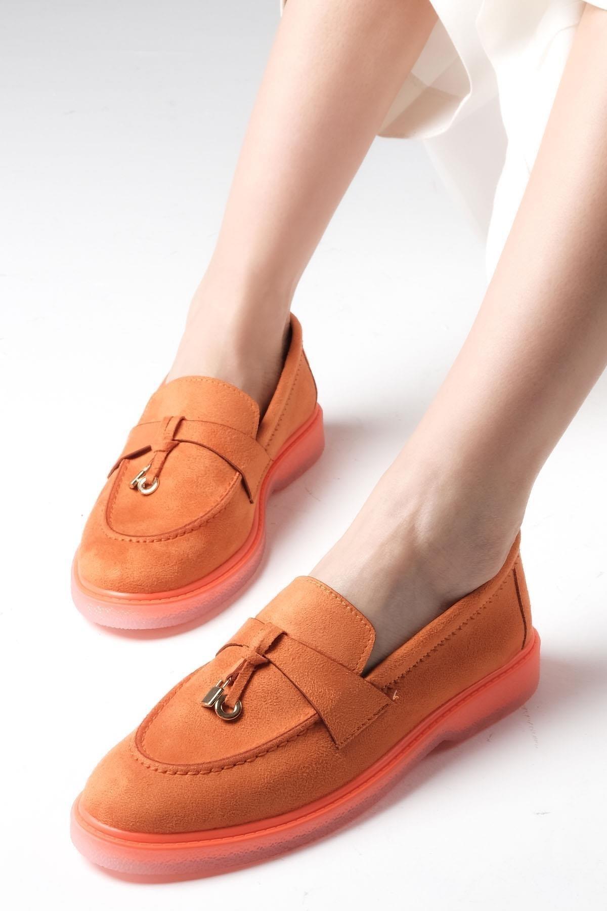 

Женские модные повседневные замшевые лоферы на плоской подошве Triana оранжевого цвета