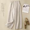 Women S High Waist Loose Fit Wide Leg Cropped Casual Pants With Chinese Knot
