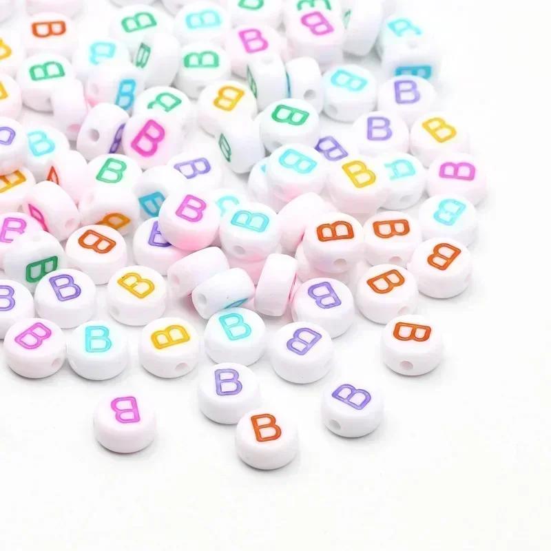 Acrylic A-Z 26 Letter Round Beads Colorful Alphabet Loose Spacer Beads For Jewelry Making Diy Bracelet Necklace Accessories