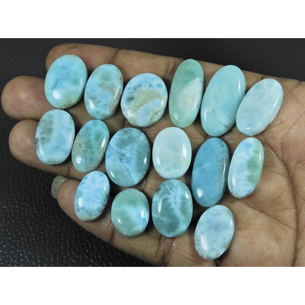 12X16-13X25MM Natural Larimar Pectolite Oval Cabochon Gemstone 16Pcs Lot C-4016