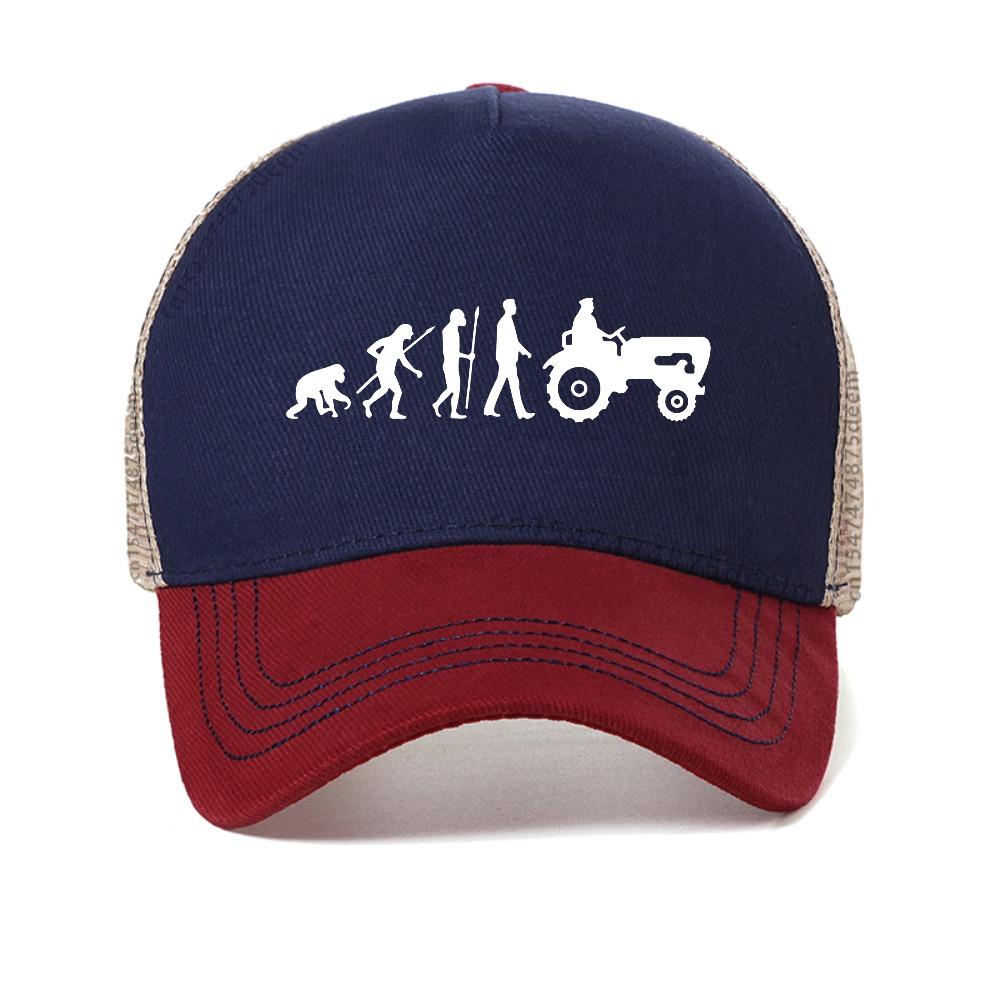 Men Humorous Tractor Evolution Graphic Baseball Cap Outdoor Casual Breathable Mesh Trucker Hat Fashion Snapback Hats