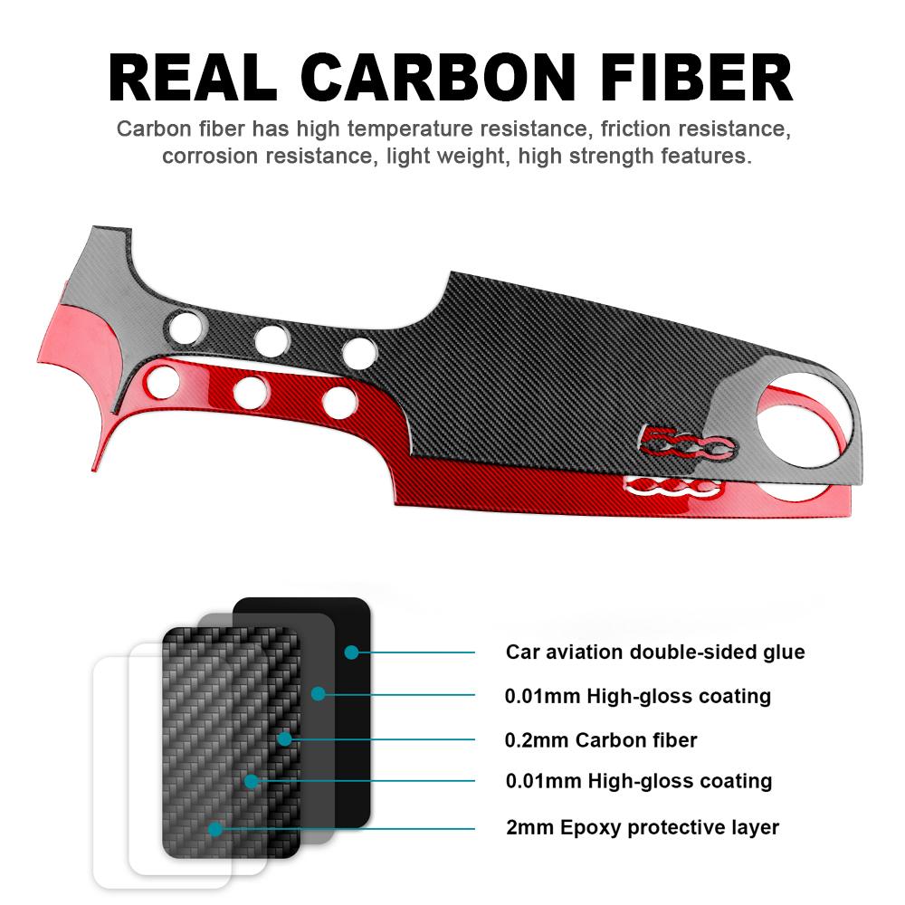 Real Soft Carbon Fiber Sticker For Fiat 500 2008 2009 2010 2011 2012 2013 2014 2015 RHD LHD Car Central Control Trim Accessories