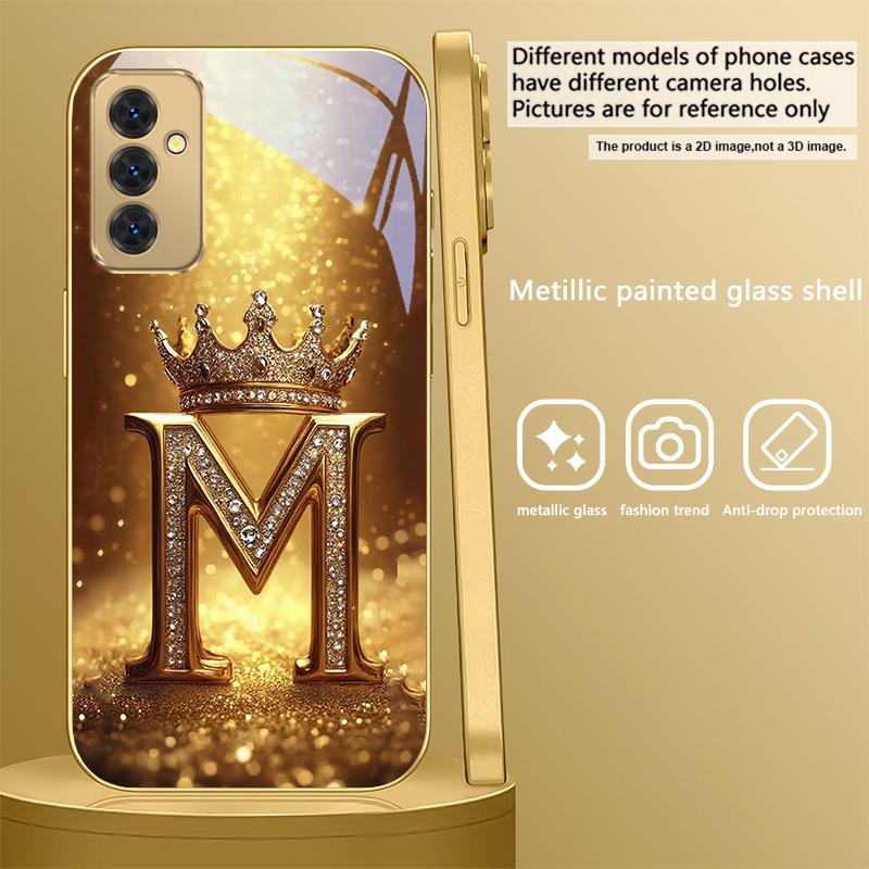 Błyszcząca Złota Korona Do Samsunga A50 A51 A52 A53 A54 A55 56 14 15 13 16 26 31 32 33 34 35 70 71 72 73 Złote szklane etui na telefon