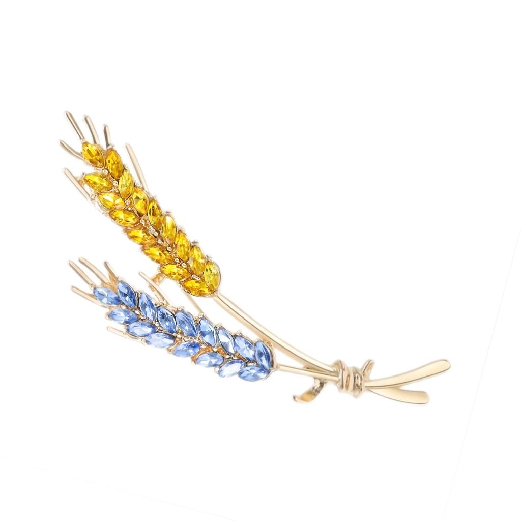 Korean Exquisite Wheat Ear Brooch High-end Women's Versatile Crystal Corsage Design Sense Pin Suit Accessories
