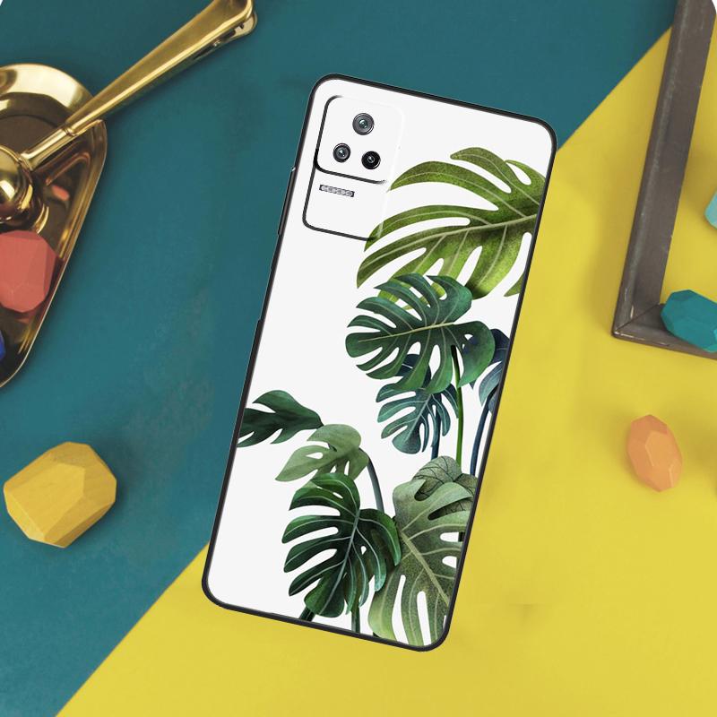 Green Monstera Leaf Case For Xiaomi 14T 11T 12T 13T Pro 13 14 15 Ultra POCO X7 Pro X3 X5 X6 F5 F6 M6 Pro Funda