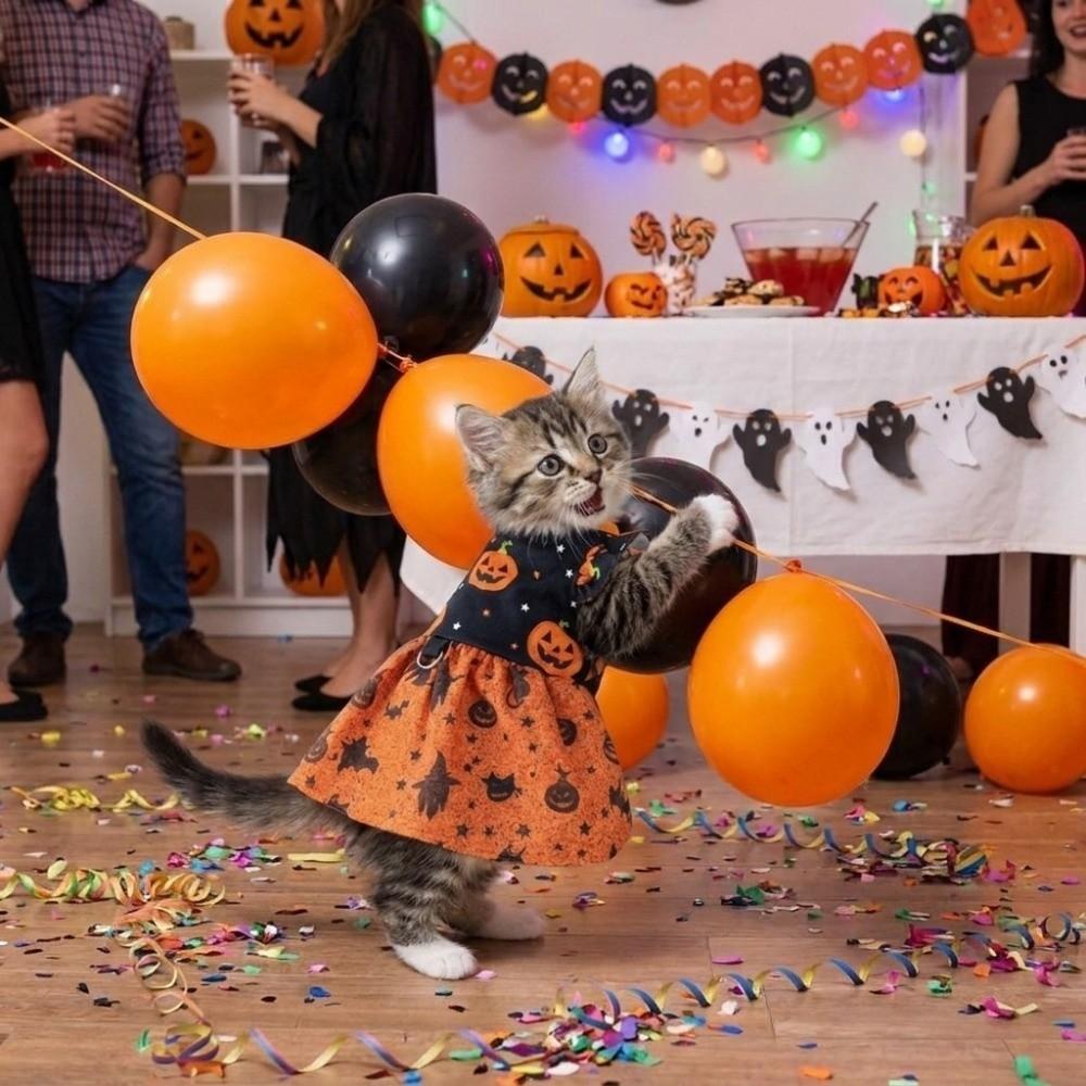 Comfortable Halloween Pet Dress Color-blocking Pet Party Wear Fashion Dog Shiny Dress Halloween