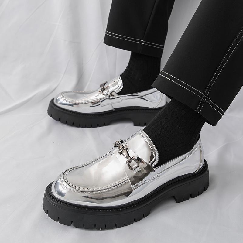 2025 Thick-Soled Height-Boosting Men's Patent Leather Loafers with Chunky Heel