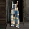 Women's One-piece Pants With Retro Prints, Casual Loose Retro Straps, And Cotton And Linen