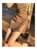 Damen A-Linien Minirock aus PU-Leder mit hoher Taille, Kaffeefarben, Herbst/Winter 2024