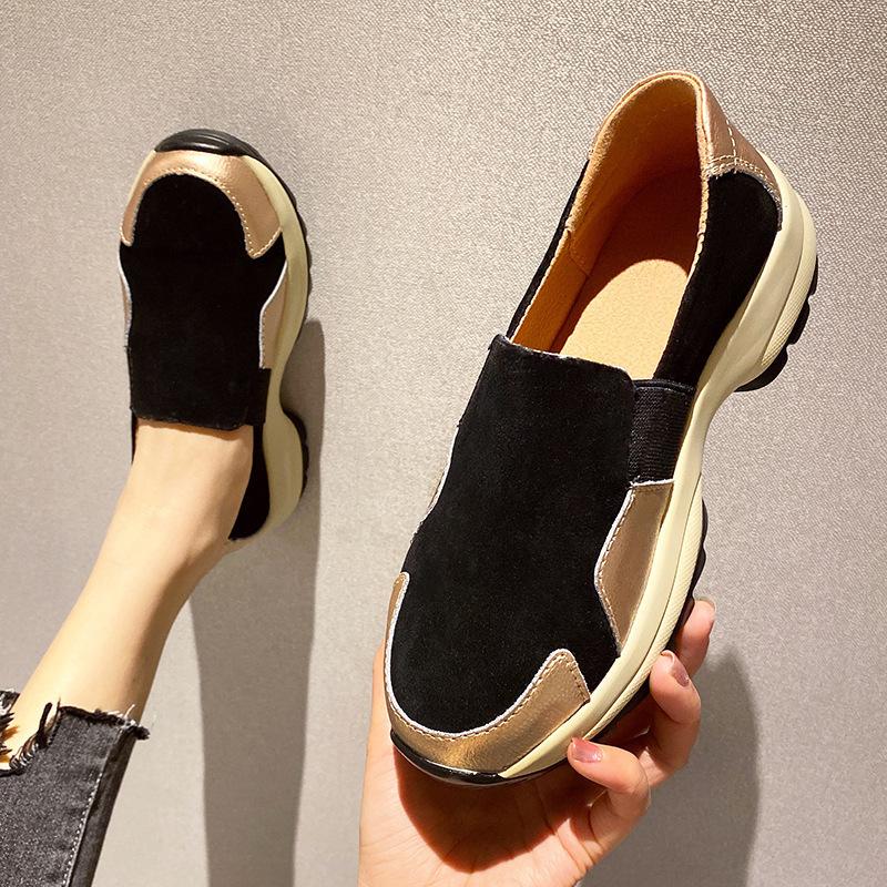 

Fashion slope heel women s shoes, comfortable rocking shoes, suede leather, one pedal, thick sole heightening mother shoes, casual single shoes 43