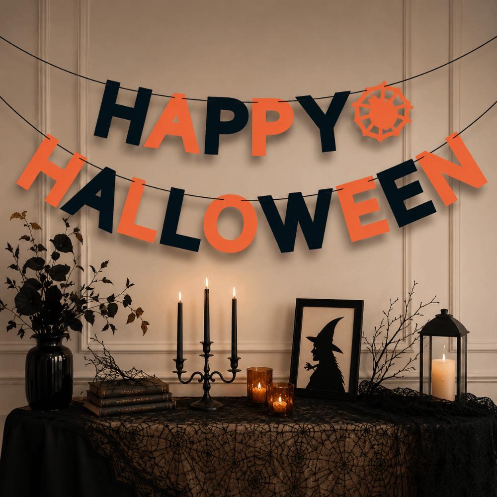 Reusable Happy Halloween Banner Celebration Halloween Hanging Decorations Mischievous Party Decor