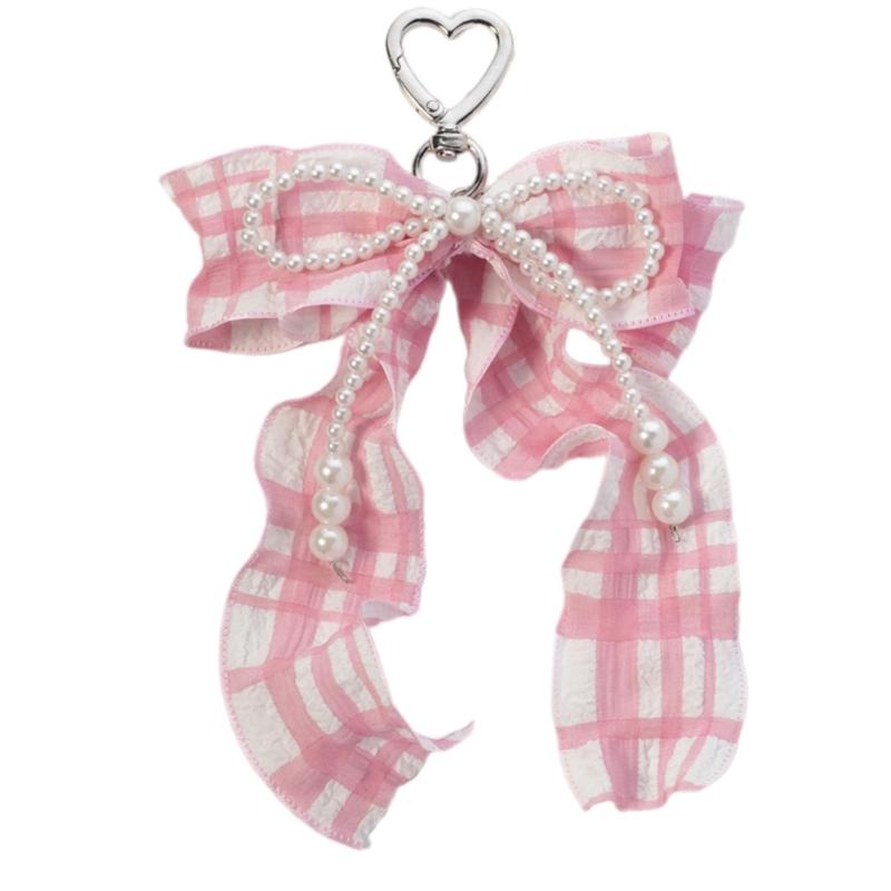 

Pearls Bows Bag Charm Pendant Aesthetic Purse Charms Aesthetic keychains Keyring for Women Backpack Purse Handbag Decors розовый