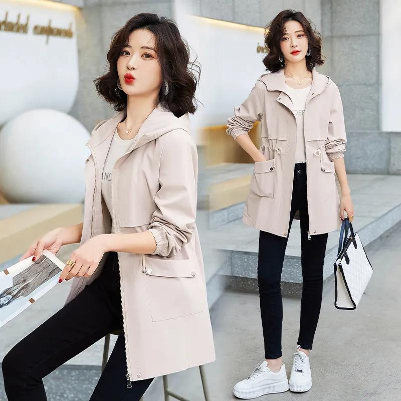 Spring and Autumn Thin Windbreaker Women's Mid-Length New Casual Western Style Coat Jacket