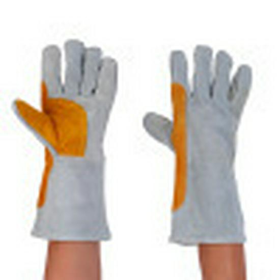 Heat-Resistant Leather Welding Gloves with Extended Index Finger - Fireproof, Thickened, Comfortable, and Durable Cowhide for Labor Protection