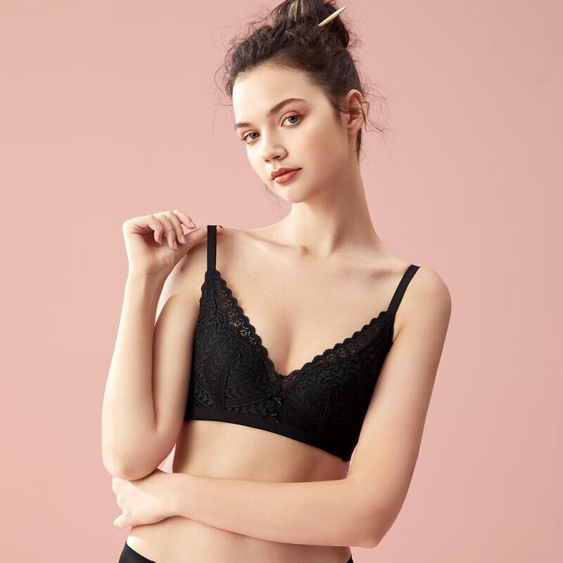Dushiliren Women's Modal Underwear, Baby Skin Cotton Lace Wireless Push-Up Sweet Bra, 2B15C4
