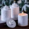 Round Relief Candle Jar Silicone Mold DIY Christmas Ornament Snowflakes Elk Storage Box Making Plaster Resin Vase Craft Molds