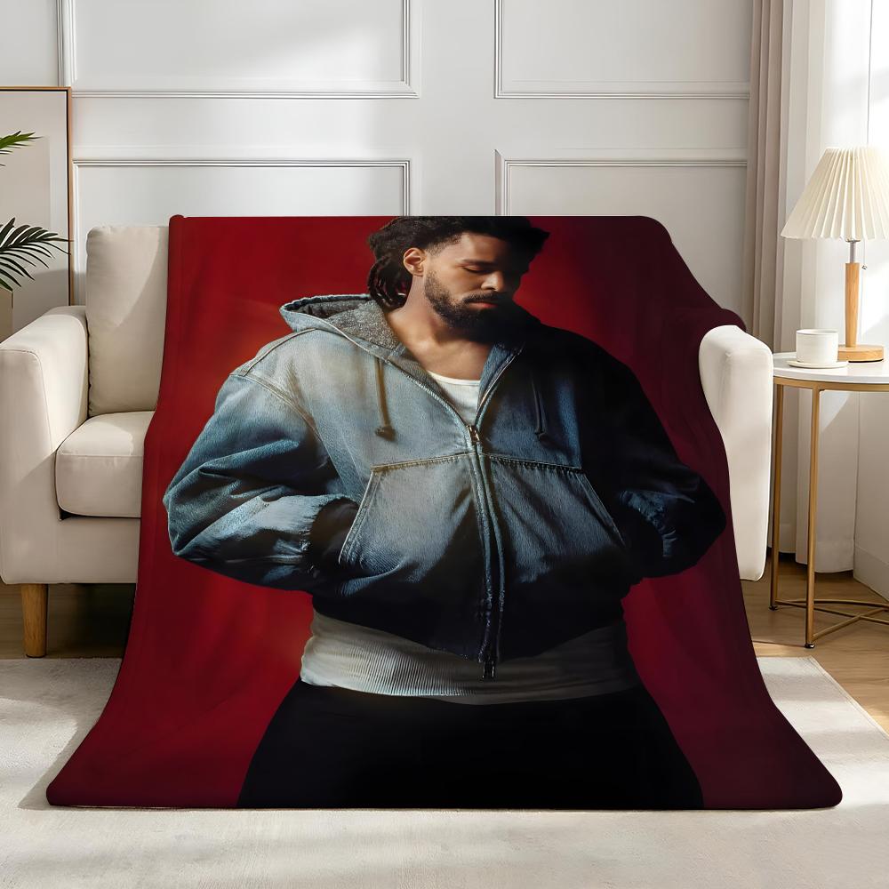Music J-J.Cole Throw High-Density Short Plush Blanket Soft Skin-Friendly for Sofa Nap Air-Conditioned Room
