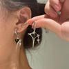 New Design Metal Cross Star Earrings Sweet Cool Black Zircon Heart Earrings for Women Young Girl Trend Personality Jewelry