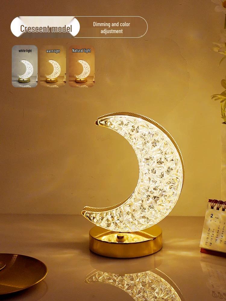 Stars Moon Crystal Night Light: Creative Bedside & Desk Decoration Lamp