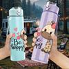 1PC Be Happy Giraffe 750ml Color Plastic Sports Water Bottle Leakproof Flip Straw Lid Suitable for Sports Office Home Use