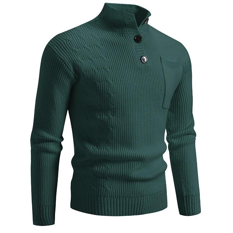 Men S Casual Loose Stand Collar Knit Sweater Autumn Winter
