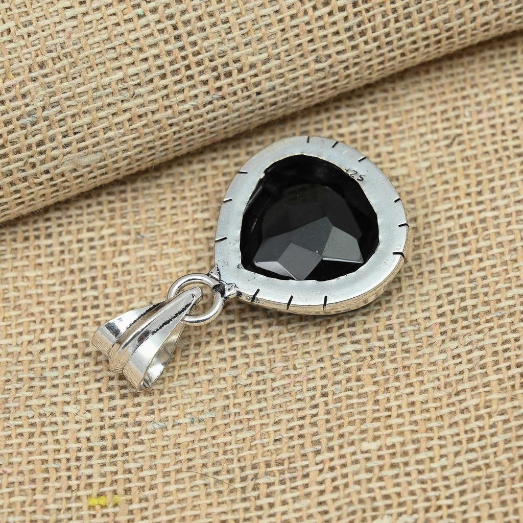 Black Spinel Gemstone Jewelry Solid 925 Sterling Silver Handmade Pendant