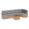 7 Piece Garden Sofa Set with Cushions Beige Poly Rattan