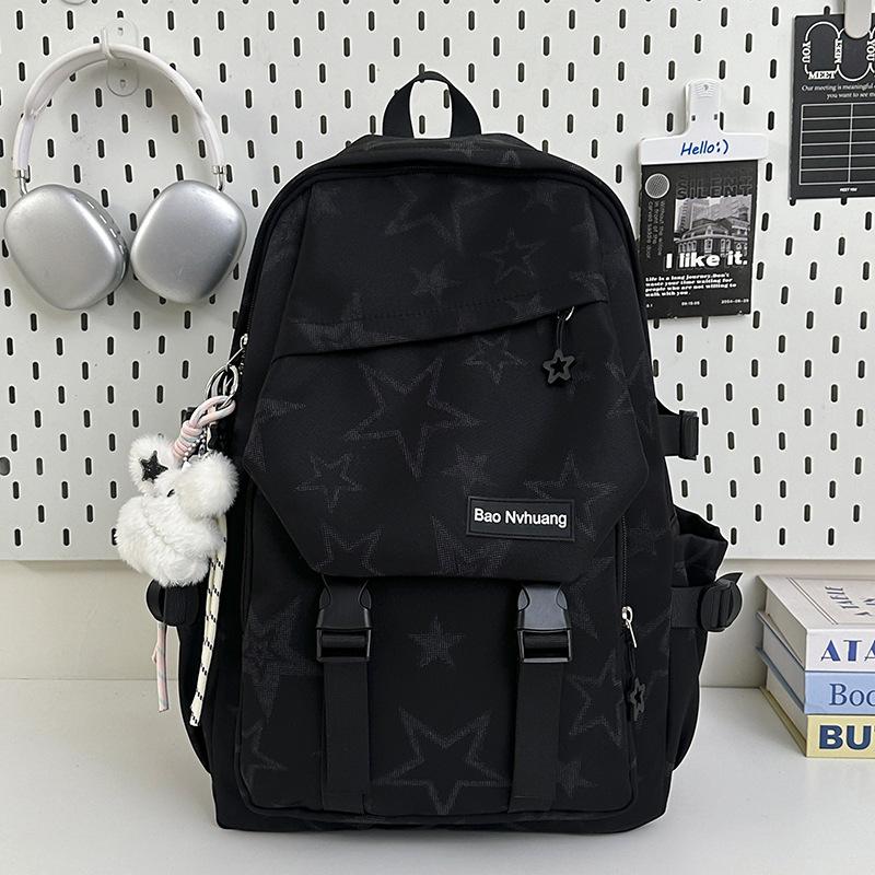 Schoolbag Cool Feeling Dark Gradual Change Star Backpack Korean Version Tooling Style College Student Couple Leisure Travel Backpack