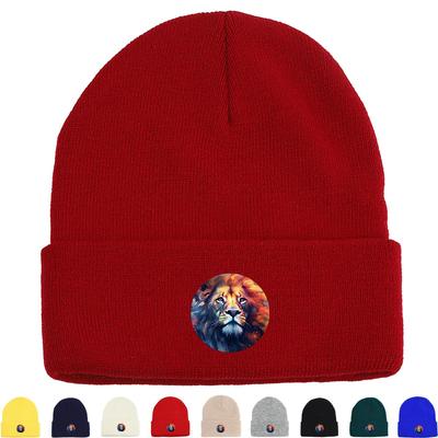 Fierce Lion Print Knit Hat Beanie, Animal Skull Cap Lightweight Elastic Solid Gorro Knitted Cap Beanie