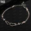 925 Sterling Silver Romantic Interlocking Double Heart Bracelet - Fashionable Gift Jewelry